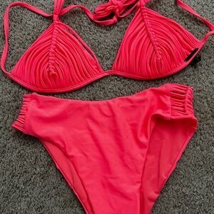 Kendall & Kylie Pink Ruched Bikini Set